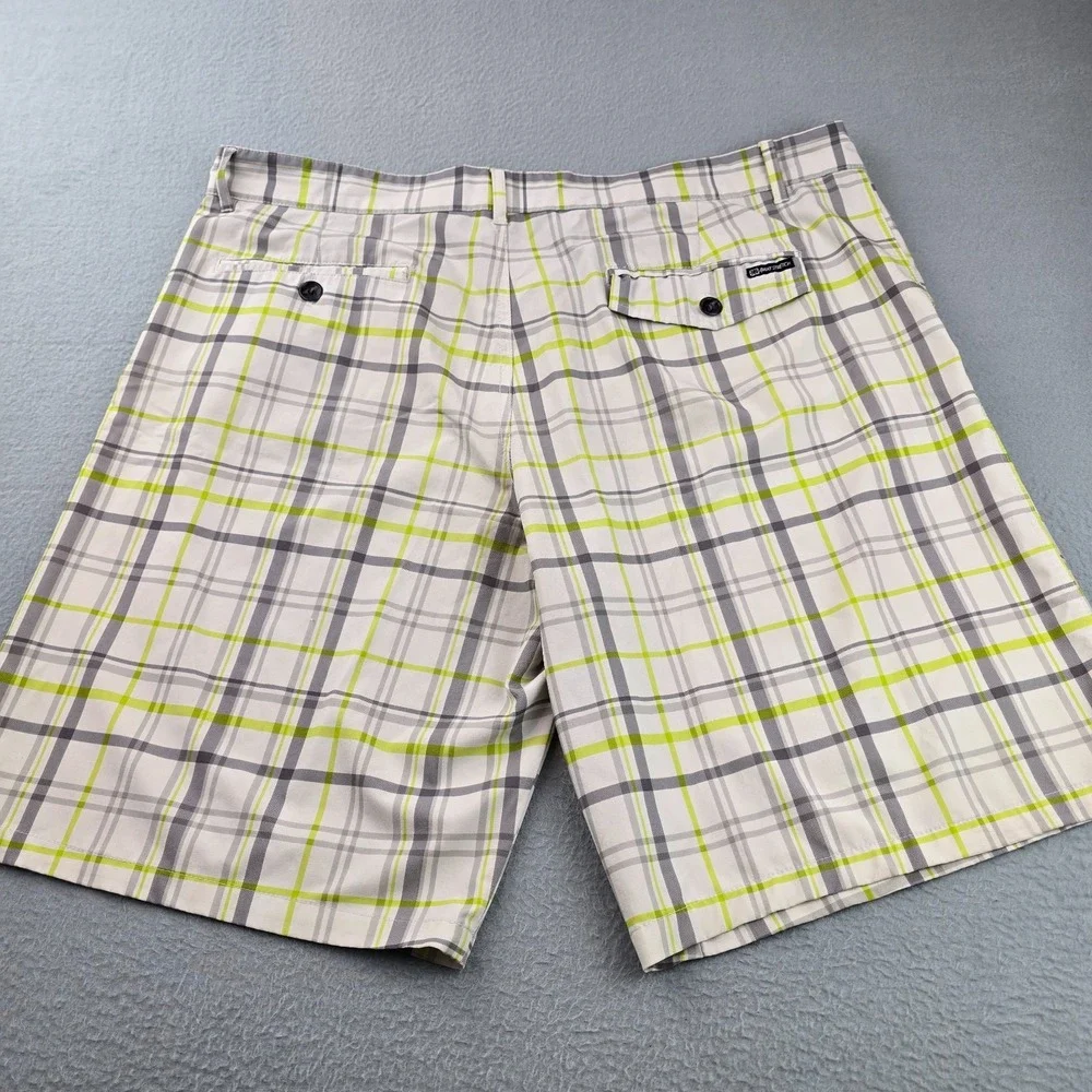 Op Opflex Board Shorts Mens 42 Multicolor Plaid Stretch Flat Front Beach Wear